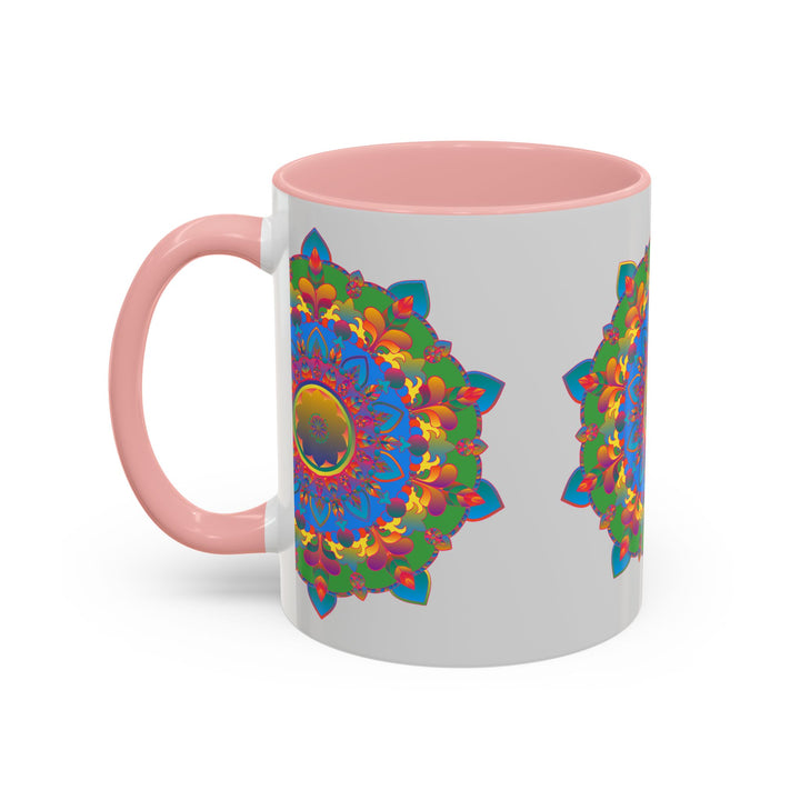 Mandala Flower Mug - Colorful Art on Grey