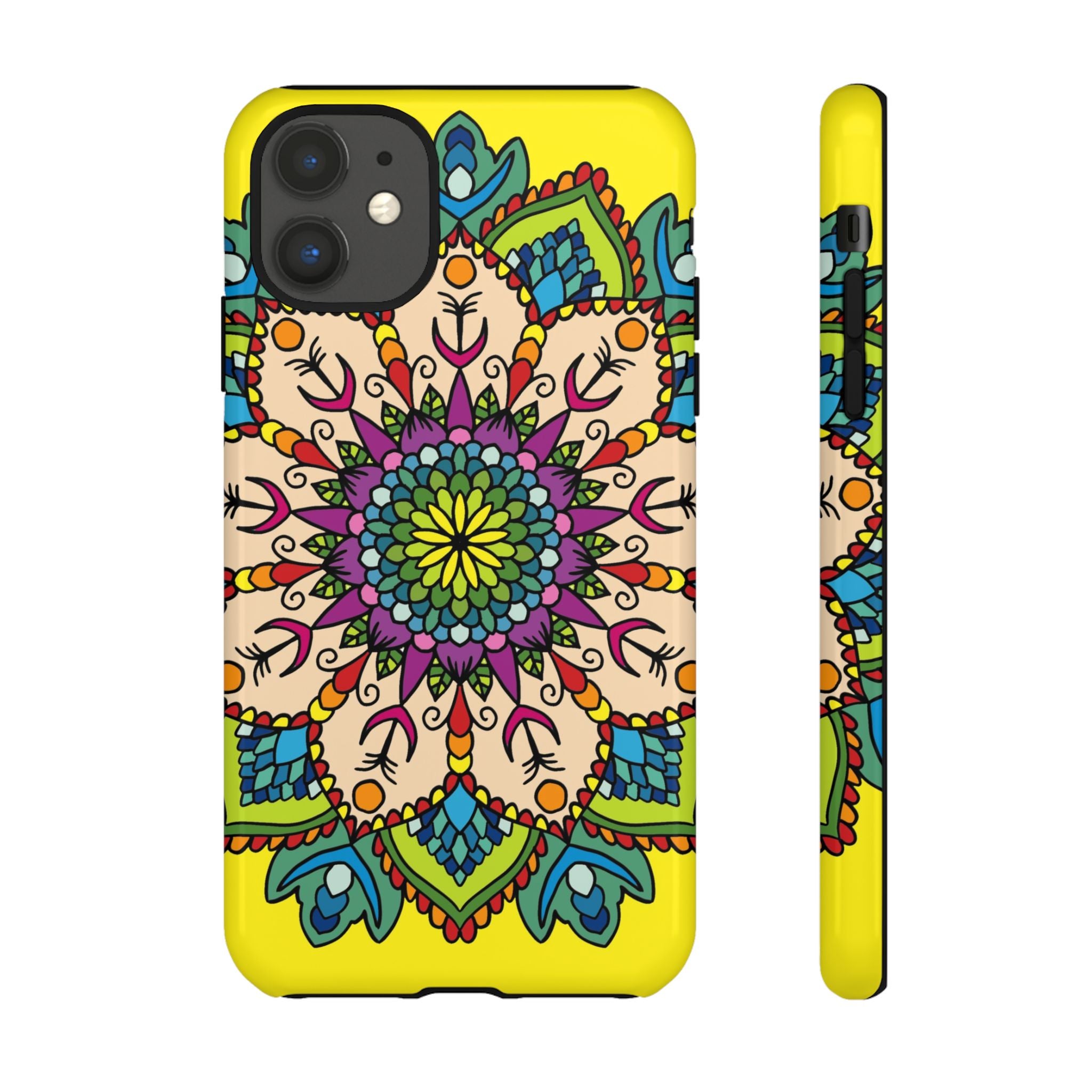 Custodia per telefono con motivo floreale giallo intricato per una protezione e uno stile audaci