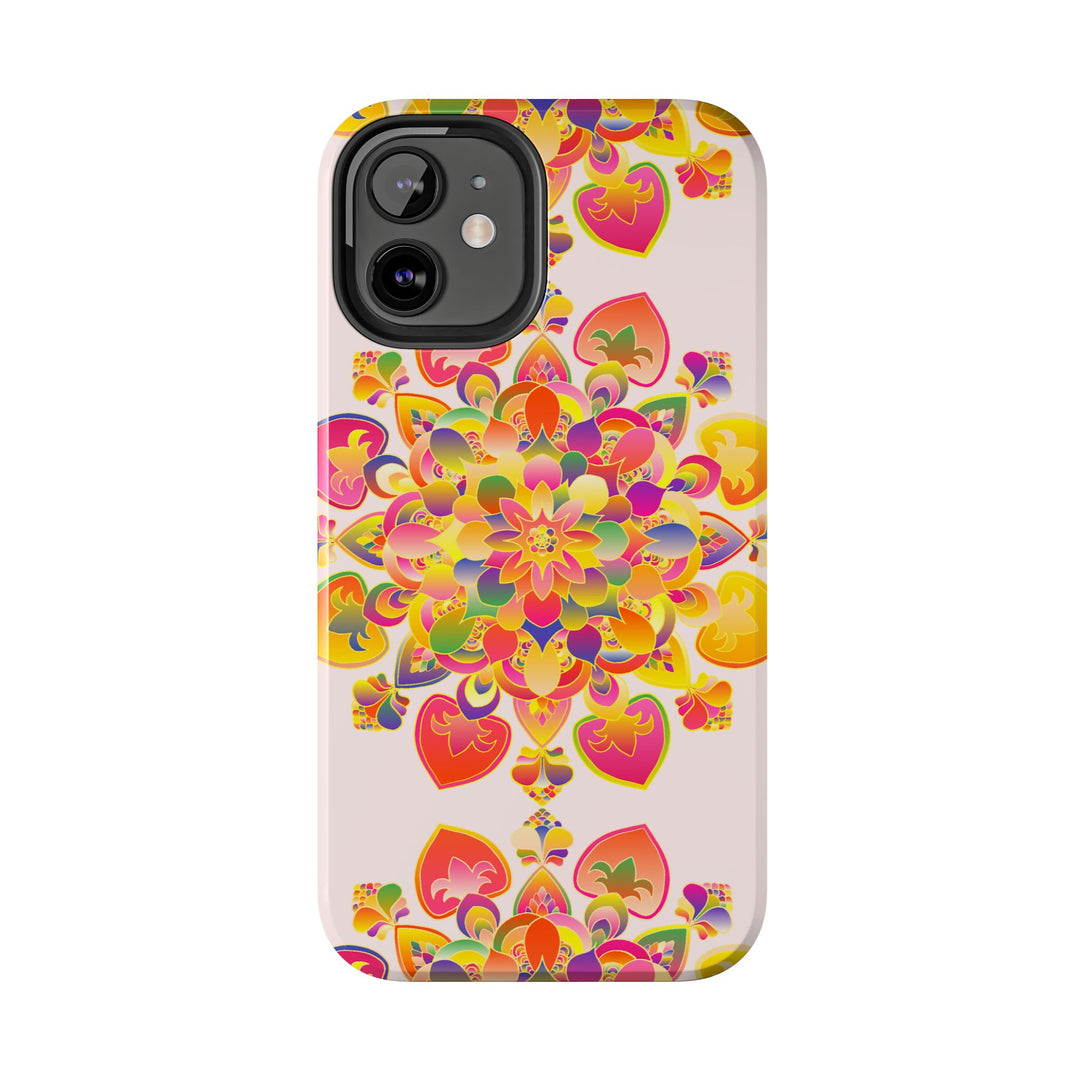 Beautiful hand drawn mandala art on a phone case, perfect for protecting your device in style