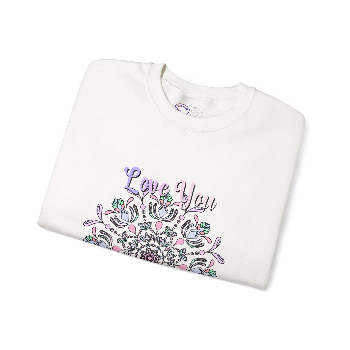 Mom Empowering Mandala Sweatshirt in Soft Pastel Hues