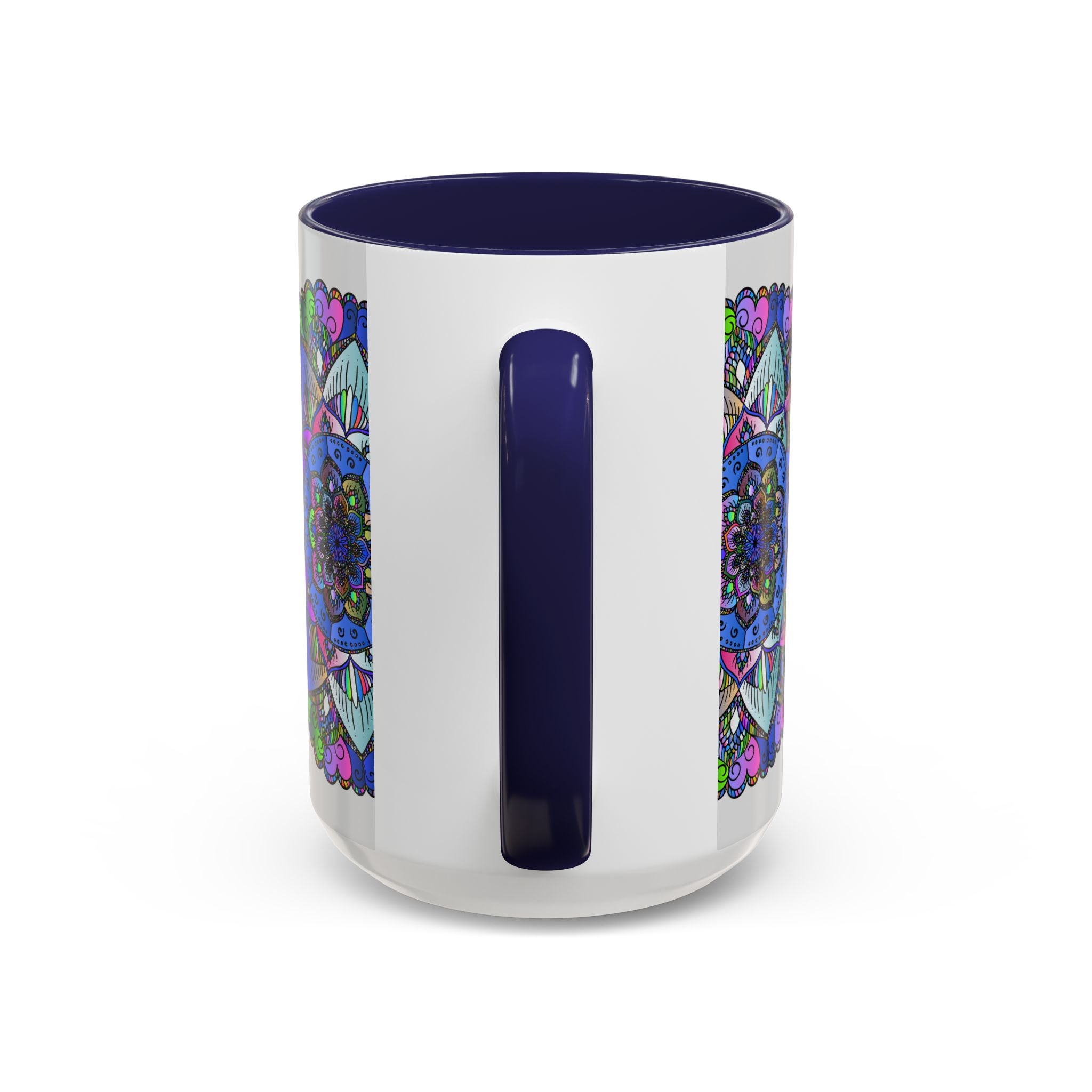 Beautiful mandala mug featuring vibrant colors and peaceful art design