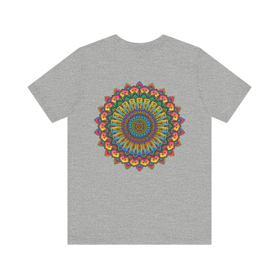 A colorful mandala design t-shirt promoting spiritual peace and harmony