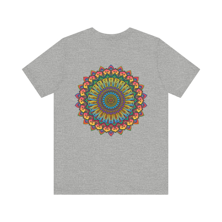 A colorful mandala design t-shirt promoting spiritual peace and harmony