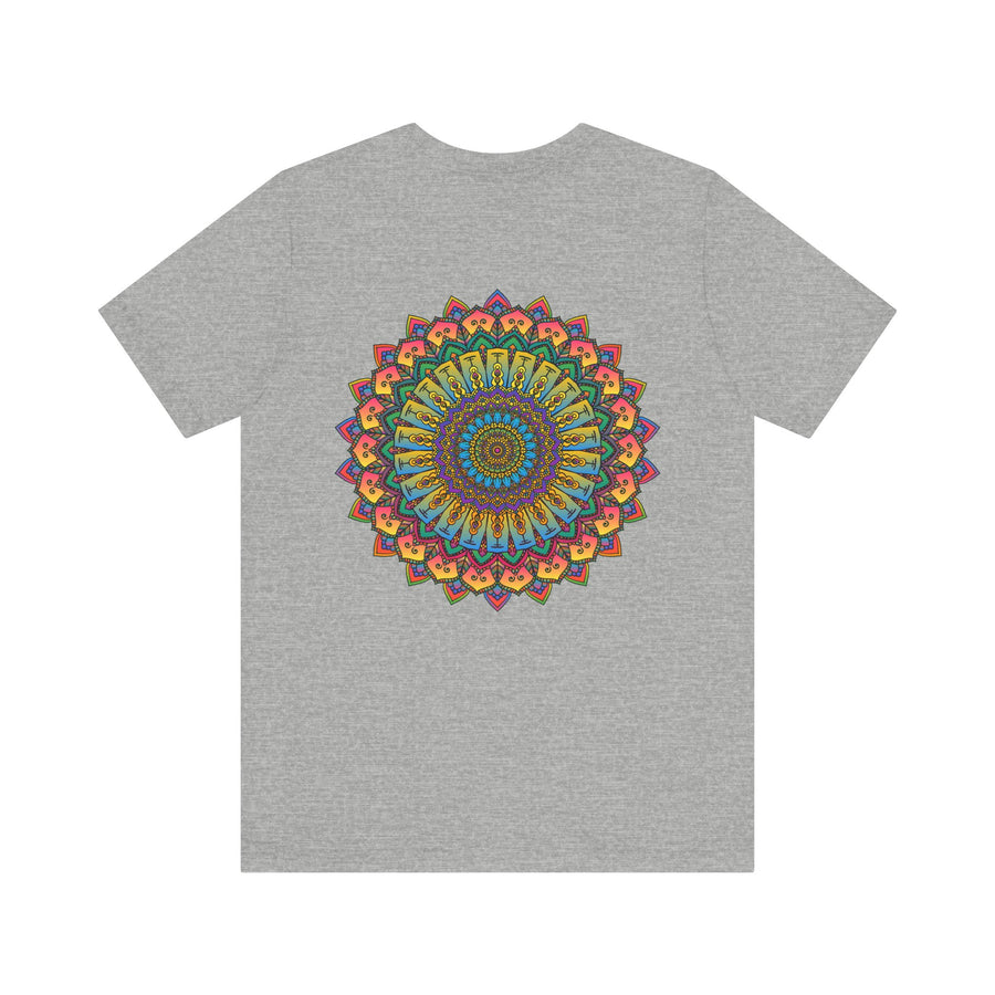 A colorful mandala design t-shirt promoting spiritual peace and harmony