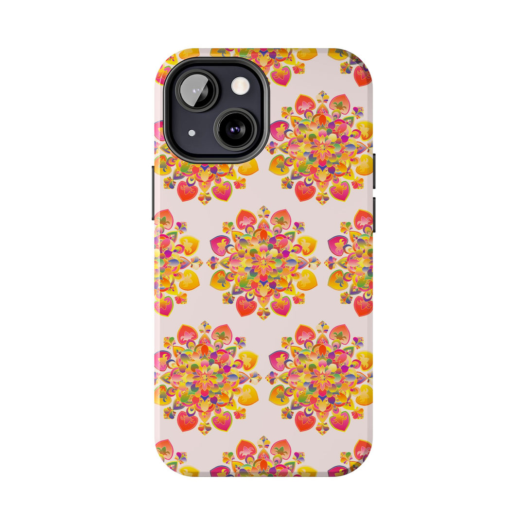 Phone Case - Hand-Drawn Mandala Art - Light Pink Long Description 64