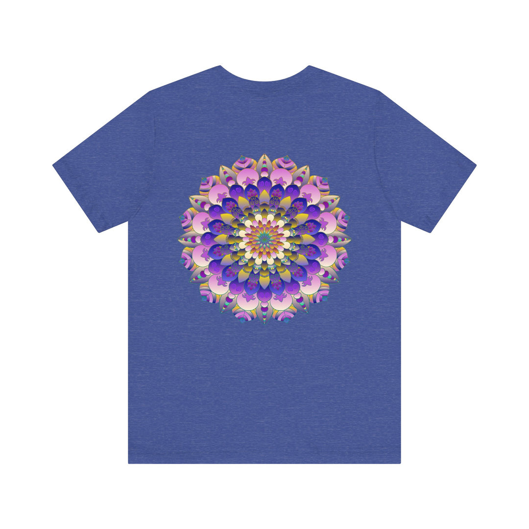 Colorful mandala t-shirt with intricate design representing spiritual peace and harmony, perfect for yoga and meditation enthusiasts