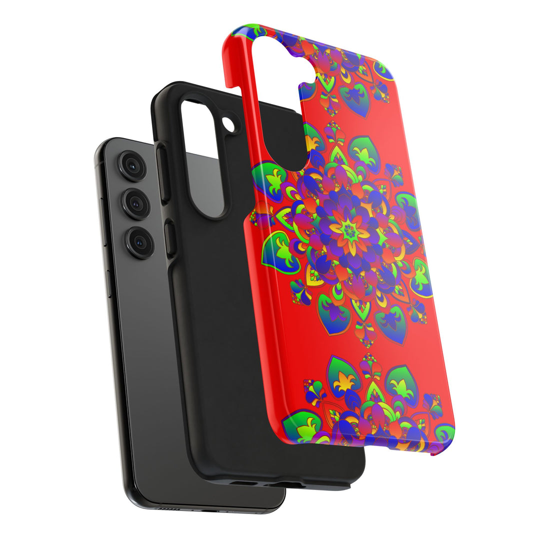 Beautiful hand drawn red mandala art phone case for fashionable individuals