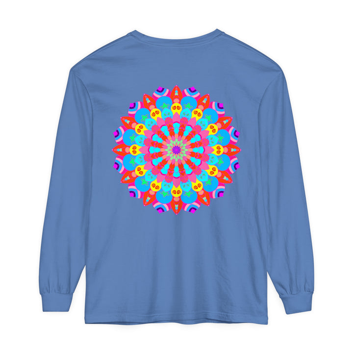 Vibrant and detailed mandala design on unisex long sleeve t-shirt