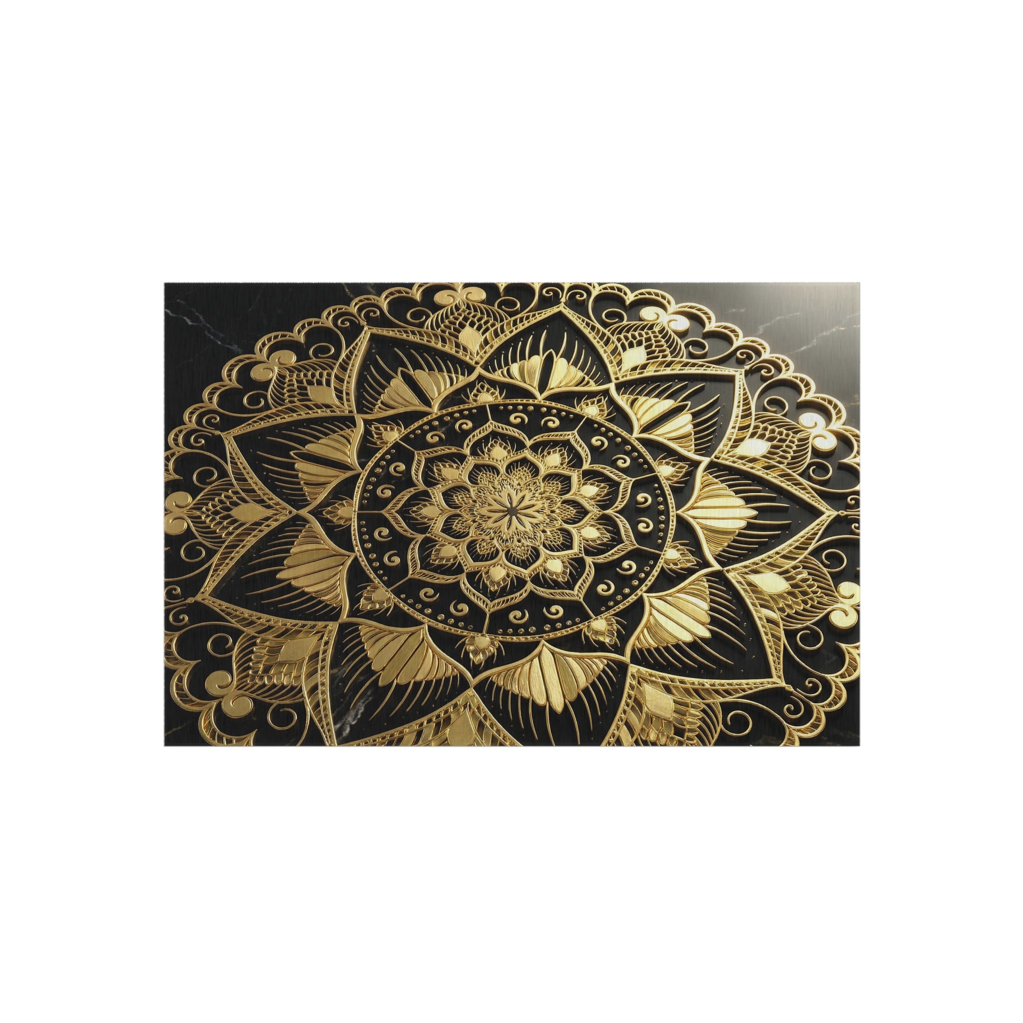 Gold Mandala Outdoor Rug — Boho Patio Mat for Porch, Deck & Garden