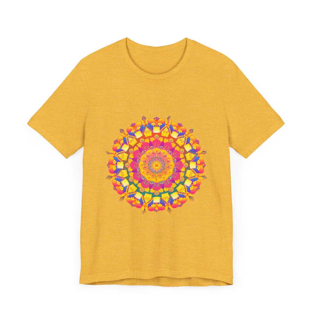 Colorful mandala tee with an intricate and vibrant pattern design