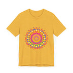 Colorful mandala tee with an intricate and vibrant pattern design