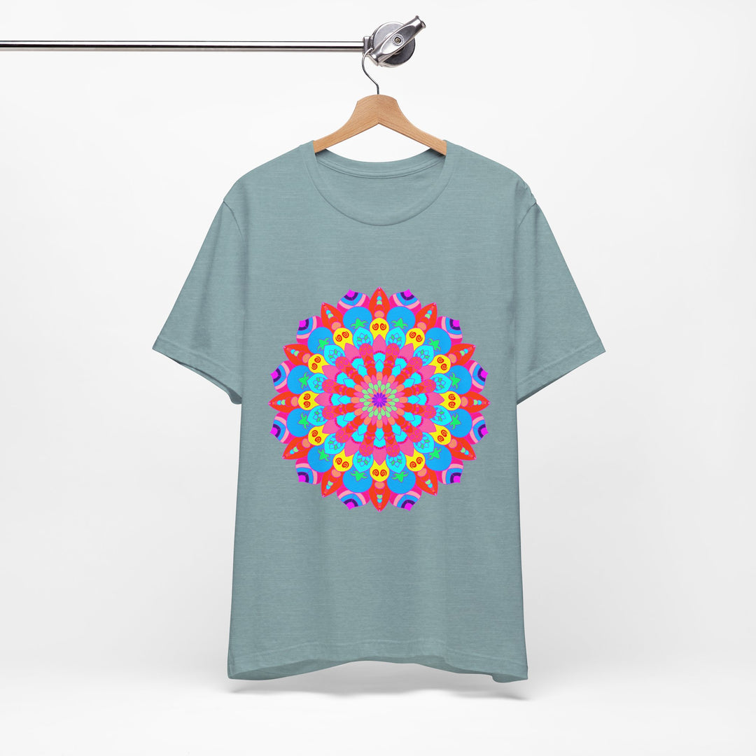 Vibrant and intricate mandala design t-shirt in multiple colors, featuring psychedelic art for a unique and eye-catching look