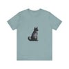 Black Cat Mystery - T-Shirt: A black cotton t-shirt with a mysterious black cat design