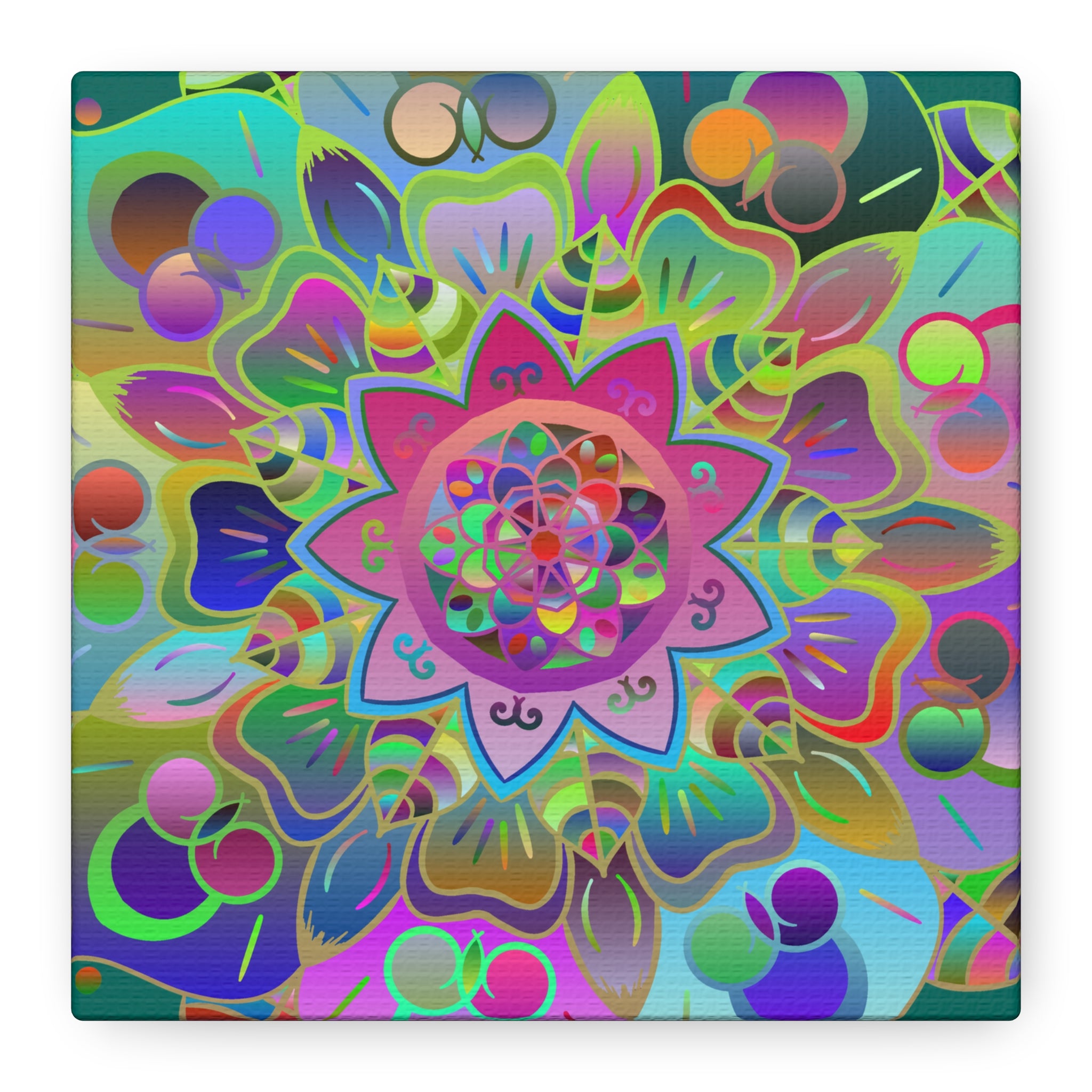 Vibrant Mandala Matte Canvas Wall Art — Colorful Boho Stretched Canvas