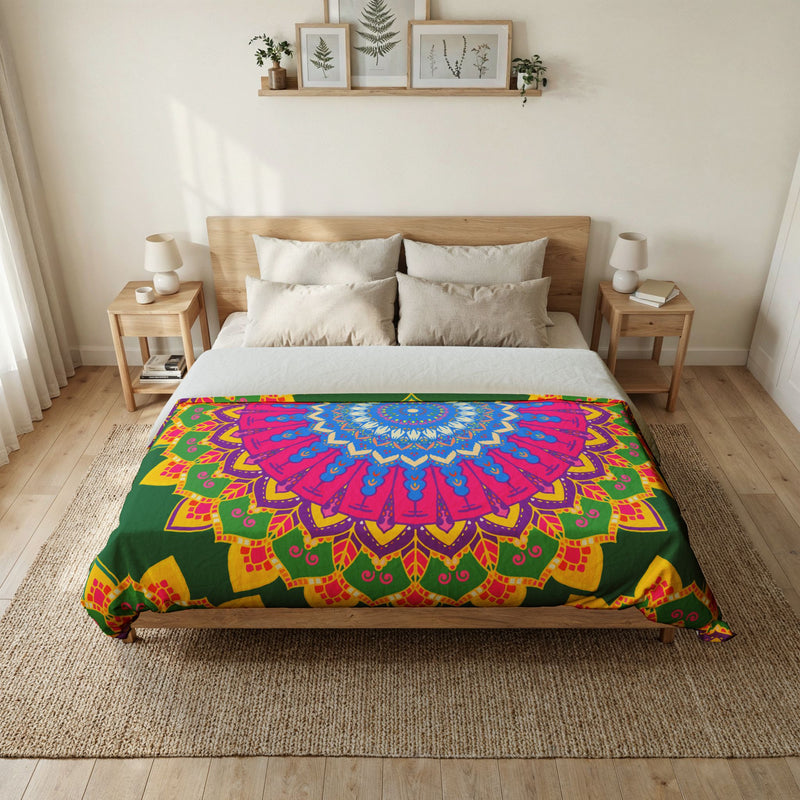 Boho Floral Mandala Cotton Duvet Cover