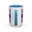 Beautiful light grey mug featuring vibrant mandala art design, perfect for enjoying your favorite hot beverage in style