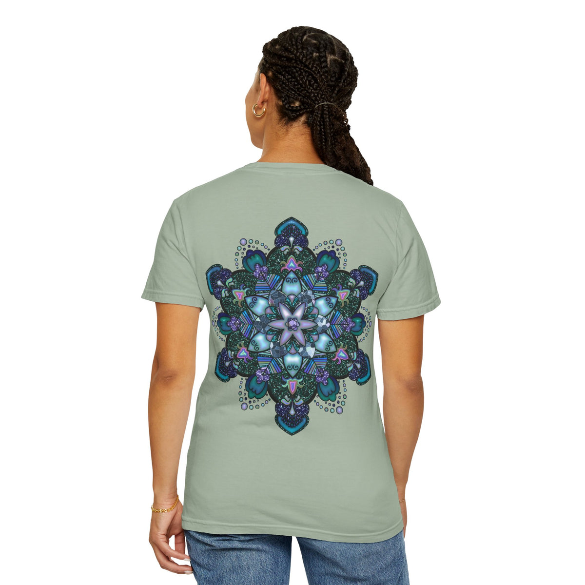 Mandala T-Shirt – Blue Purple Boho Geometric Floral Design