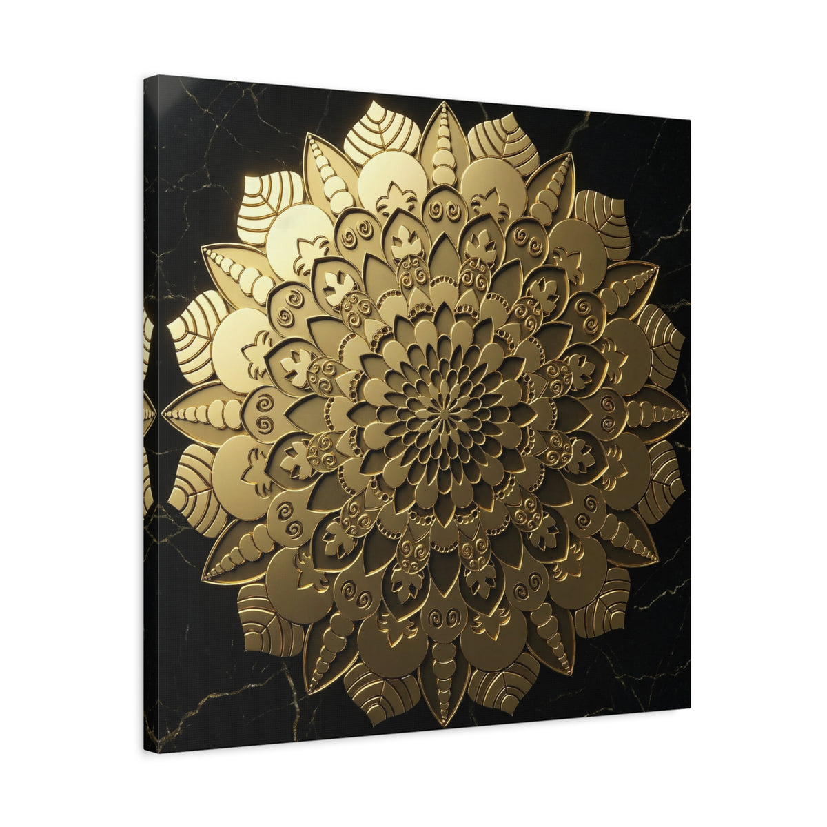 Midnight Mandala Reflection – Stretched Matte Canvas
