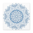 Handmade Mandala Art - Mandala Design Wall Art in Steel Blue color, made with Matte Canvas and stretched on a 125-inch frame