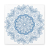 Handmade Mandala Art - Mandala Design Wall Art in Steel Blue color, made with Matte Canvas and stretched on a 125-inch frame