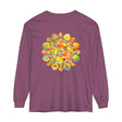 Colorful and intricate mandala design on long sleeve t-shirt