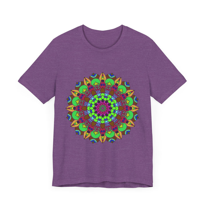 A colorful and intricate mandala design tee with cosmic and interconnected elements