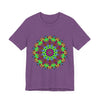 A colorful and intricate mandala design tee with cosmic and interconnected elements