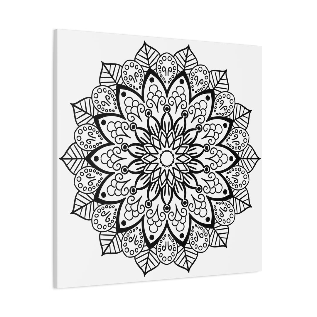 Handmade Mandala Art - Black & White Wall Art on Matte Canvas, Stretched, 125 thick, intricate and detailed design