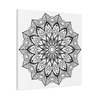 Handmade Mandala Art - Black & White Wall Art on Matte Canvas, Stretched, 125 thick, intricate and detailed design