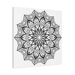 Handmade Mandala Art - Black & White Wall Art on Matte Canvas, Stretched, 125 thick, intricate and detailed design