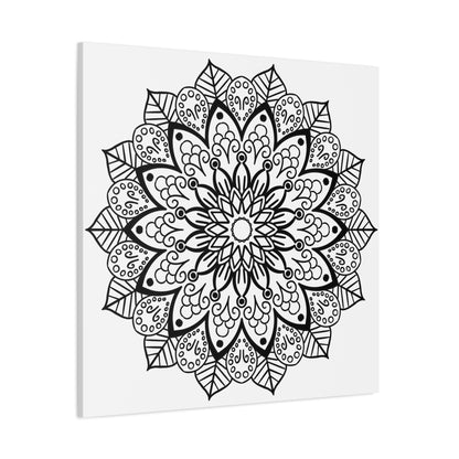 Handmade Mandala Art - Black & White Wall Art on Matte Canvas, Stretched, 125 thick, intricate and detailed design