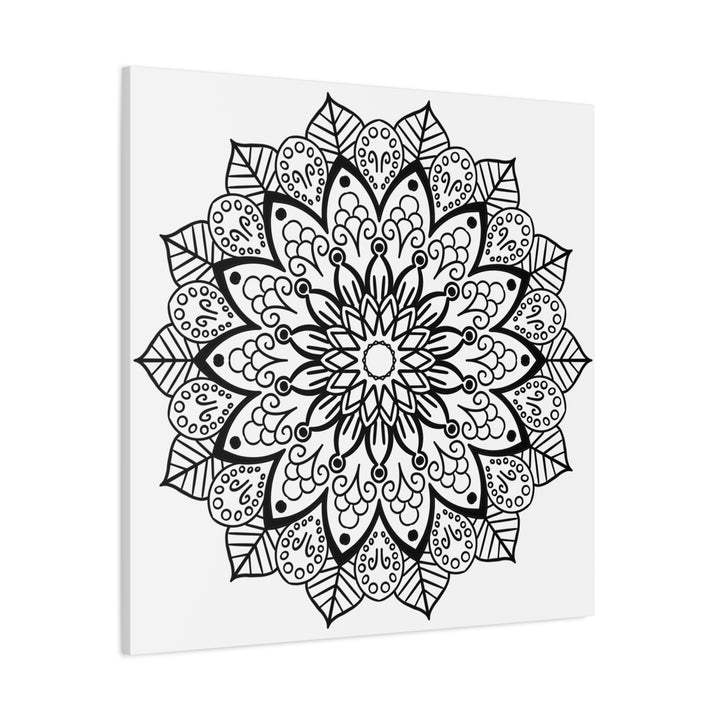 Handmade Mandala Art - Black & White Wall Art on Matte Canvas, Stretched, 125 thick, intricate and detailed design