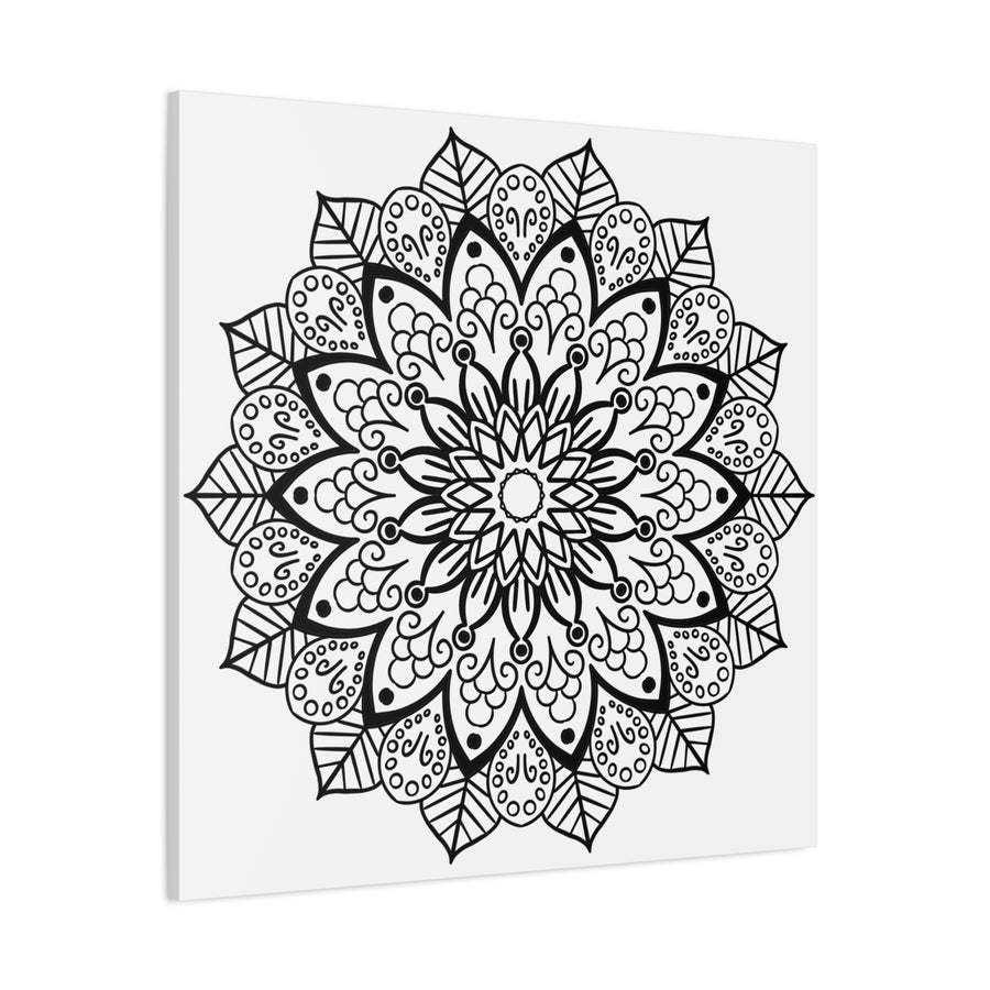 Handmade Mandala Art - Black & White Wall Art on Matte Canvas, Stretched, 125 thick, intricate and detailed design