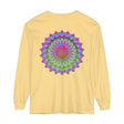 Vibrant Mandala Unisex Long Sleeve T-Shirt with intricate design and colorful patterns