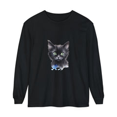 Black Cat Watercolor Unisex T-Shirt with vibrant watercolor design featuring a black cat