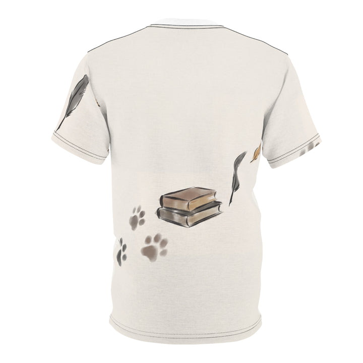 Cloaked Cat on Books — Dark Academia cat Illustration Tee