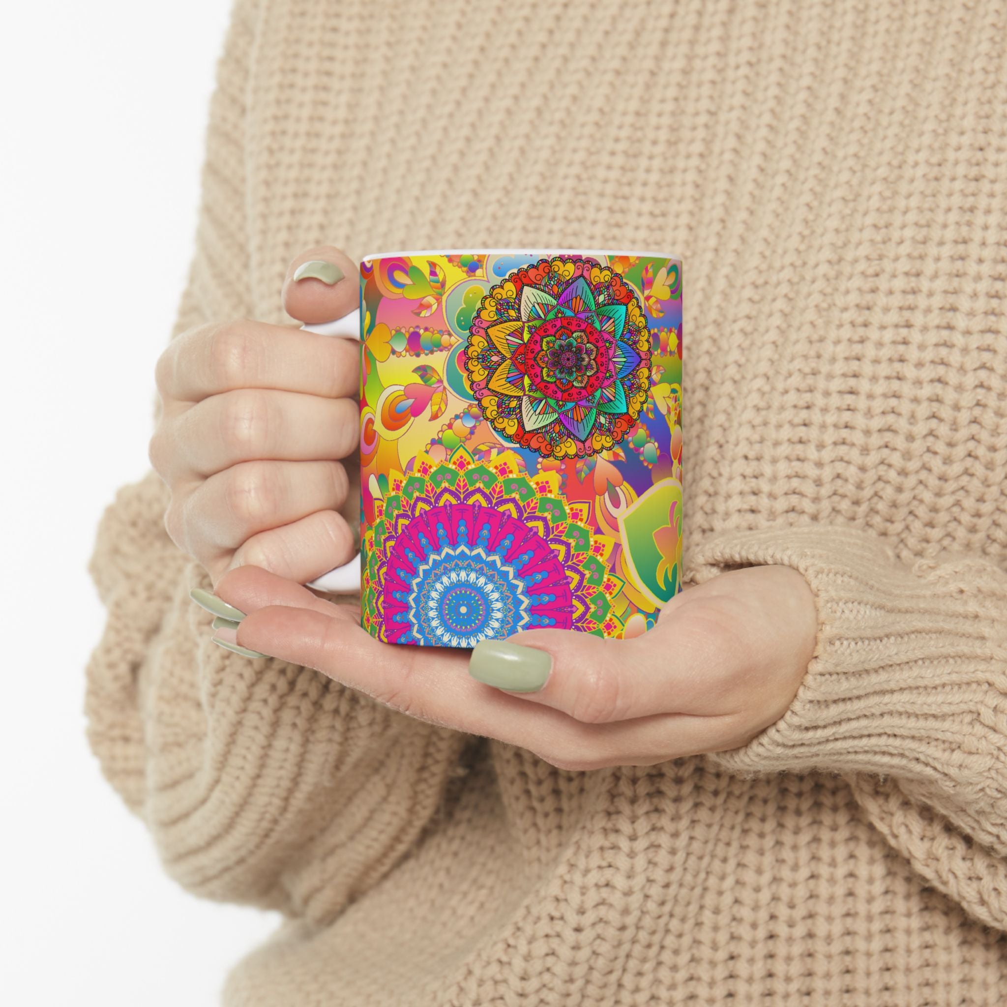 Psychedelic Floral Mandala Ceramic Mug