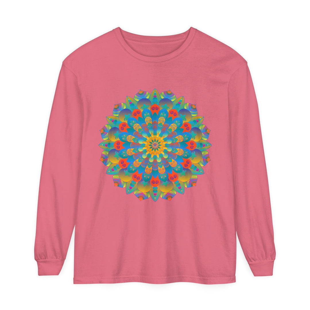 Beautiful and colorful mandala design long sleeve unisex t-shirt for sale