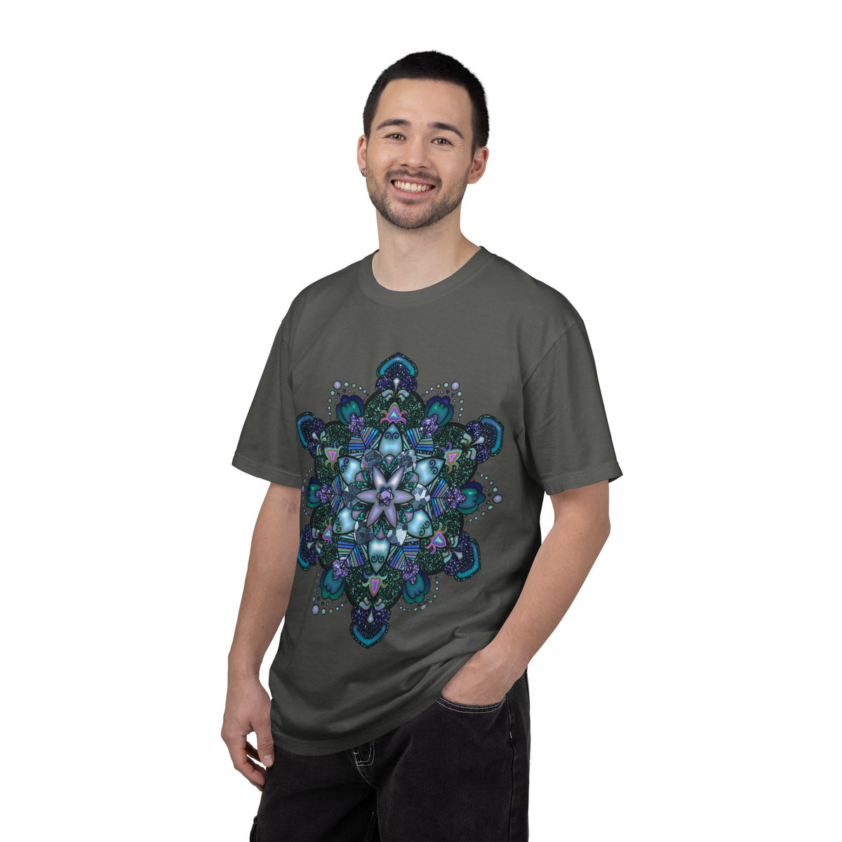 Mandala T-Shirt – Blue Purple Boho Geometric Floral Design