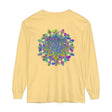 Vibrant and intricate mandala design on a unisex long sleeve t-shirt