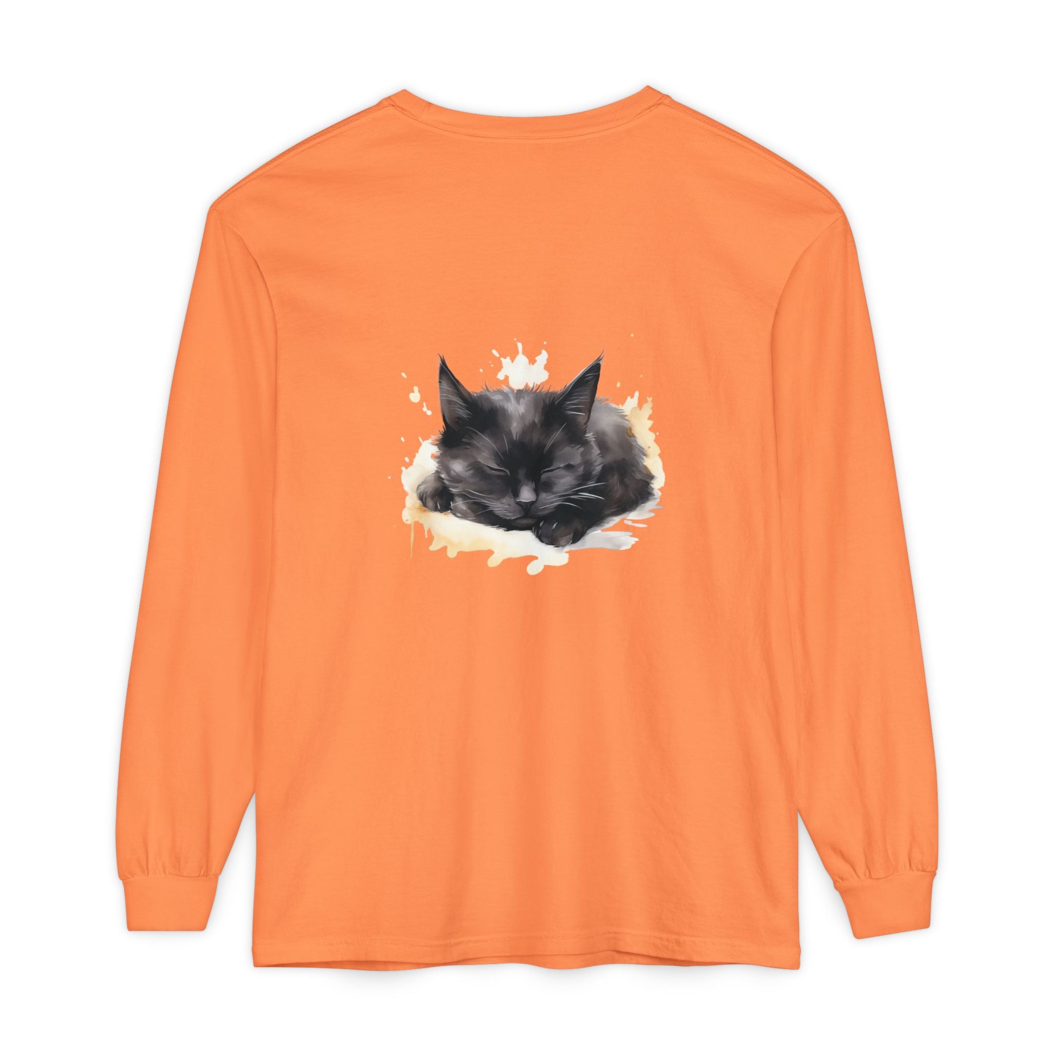 Sleepy Cat Watercolor Long Sleeve T-Shirt