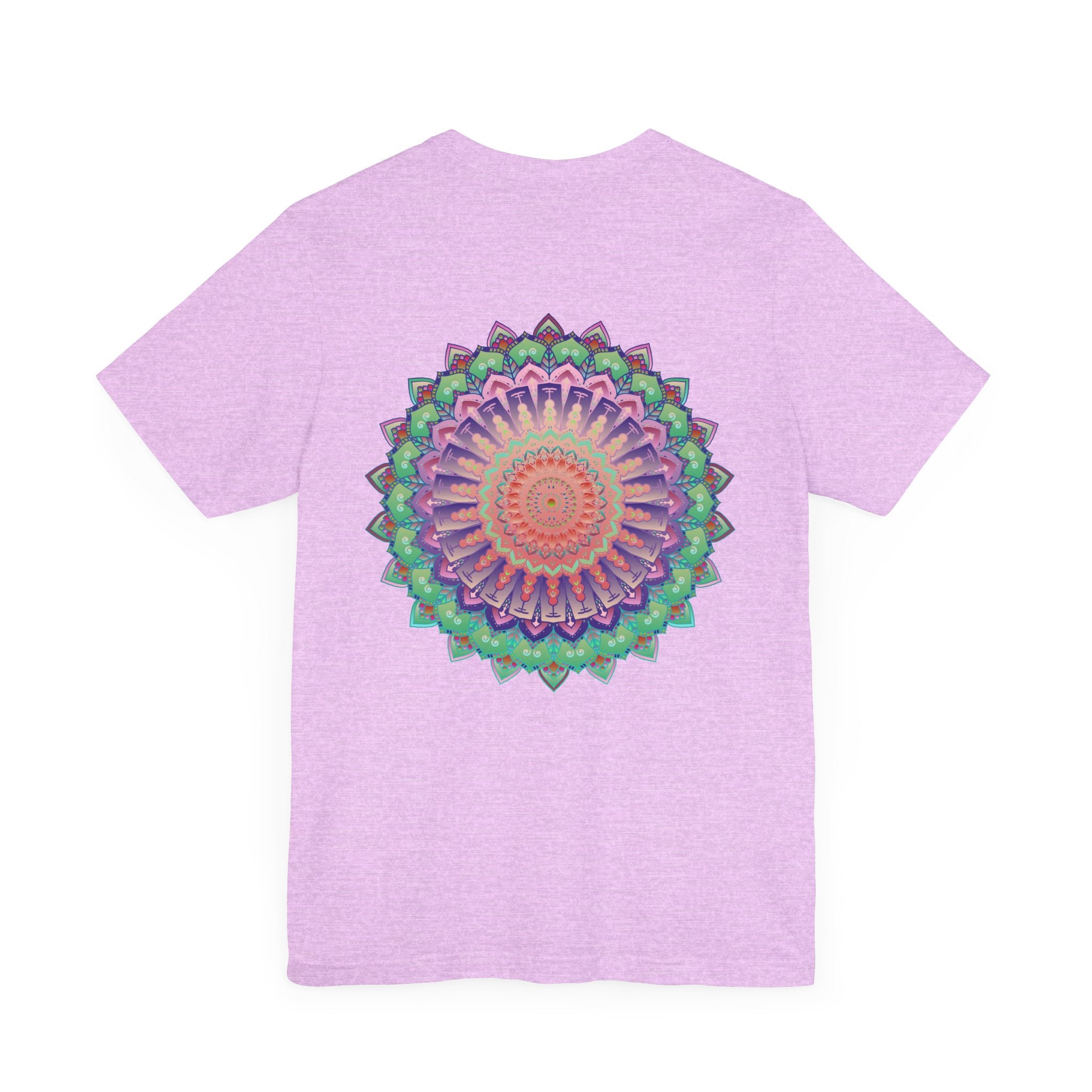 Harmonious mandala t-shirt with spiritual symbols representing peace and tranquility