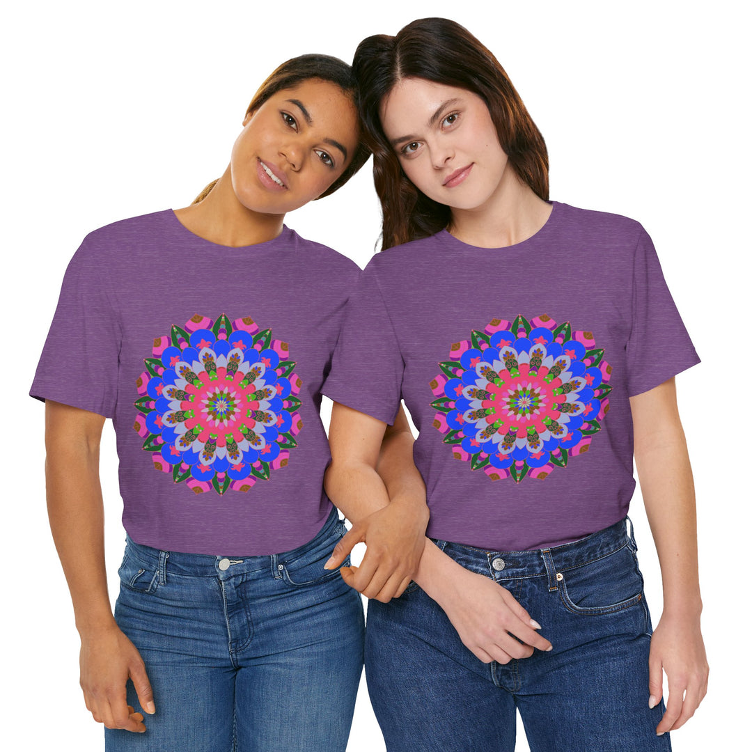 Vibrant and intricate Mandala Geometric T-shirt with a burst of colorful patterns