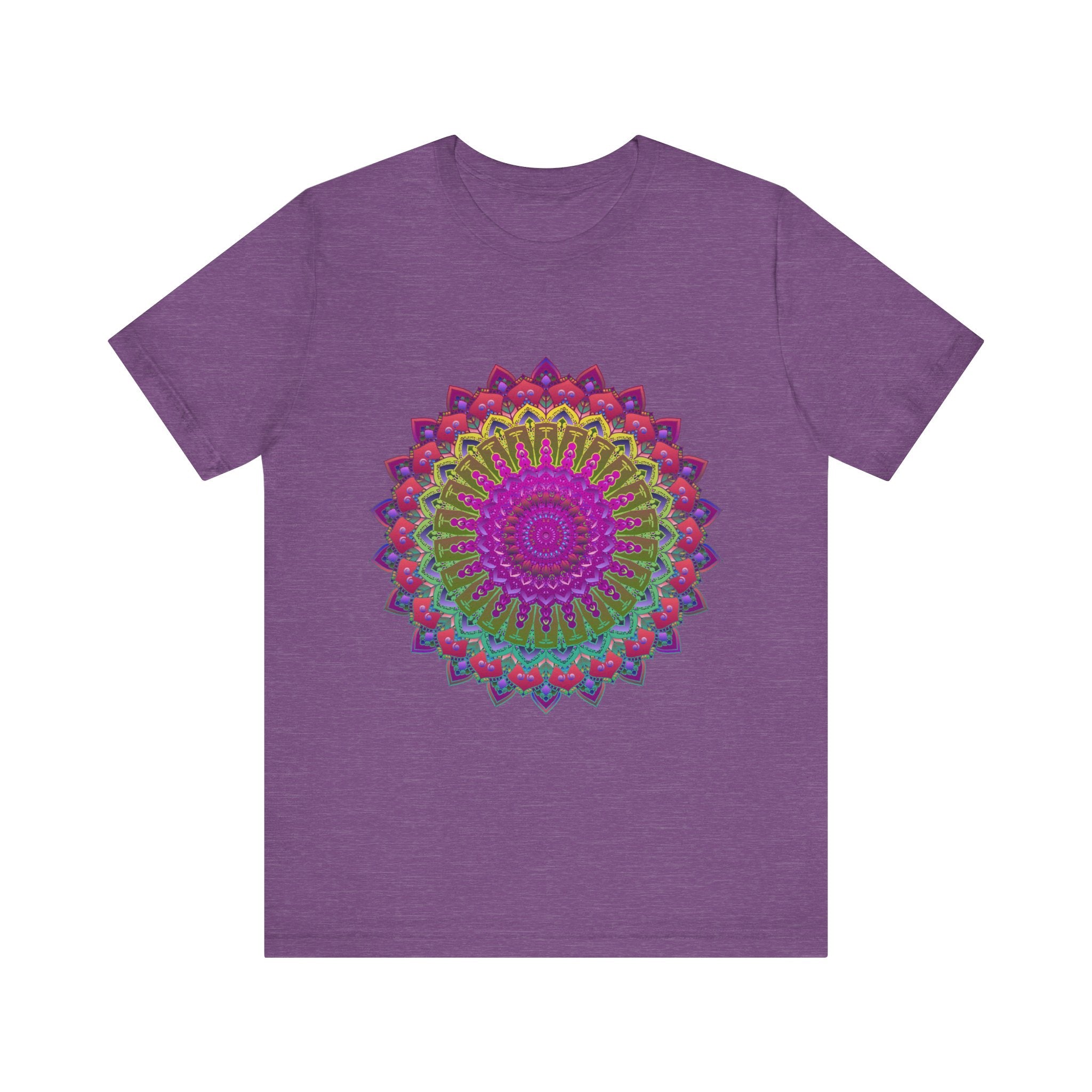 Vibrant Mandala Tee featuring intricate, colorful spiritual art design on cotton fabric