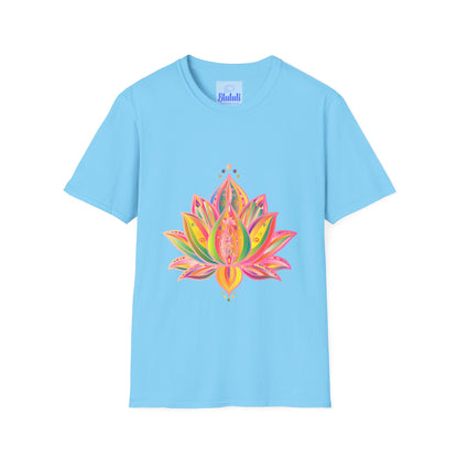 Lotus Mandala Unisex T-Shirt with Hand-Drawn Unique Design by Blululi