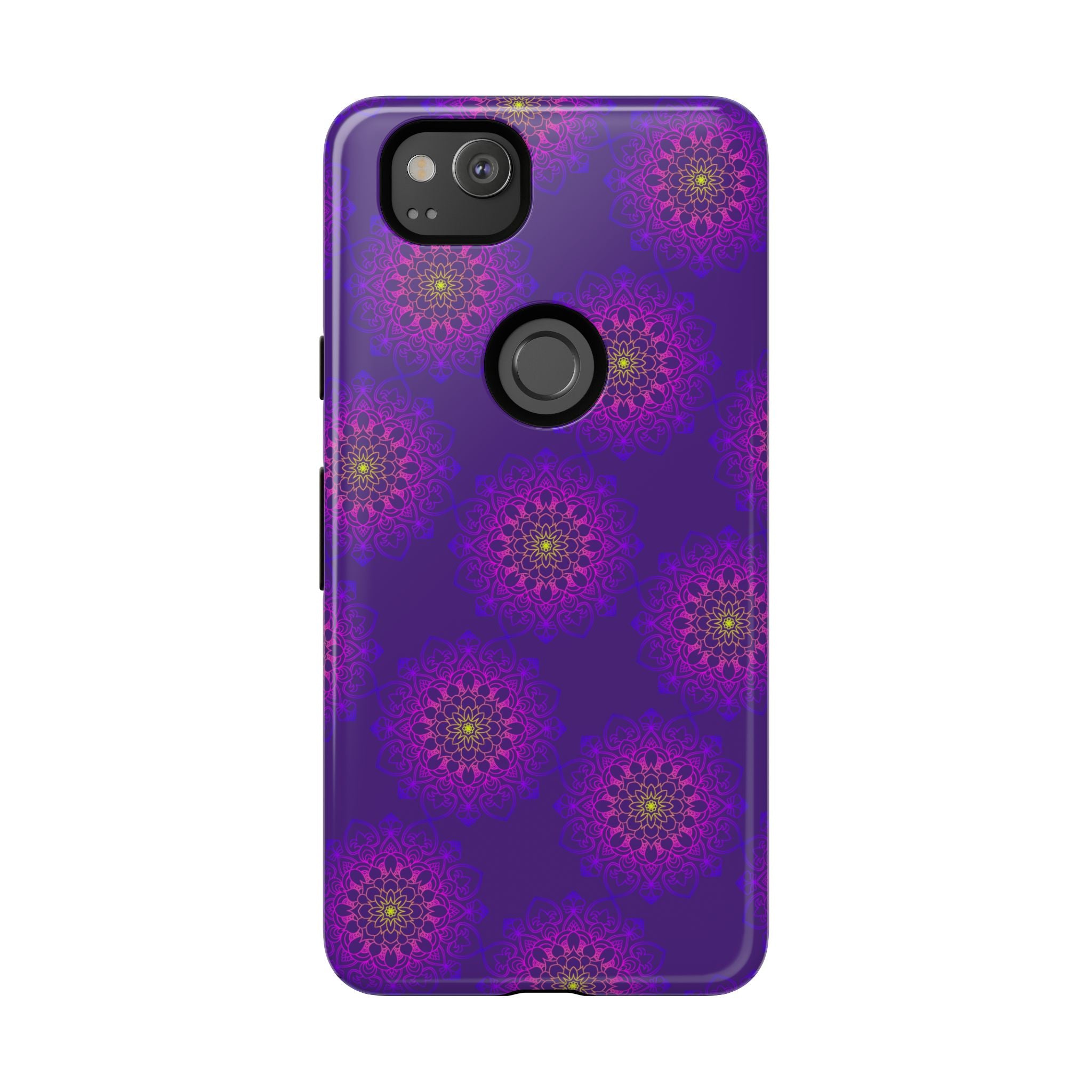 Custodia per iPhone con motivo floreale viola intricato e audace motivo mandala
