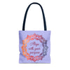 Vibrant orange and purple mandala tote bag designed for everyday use