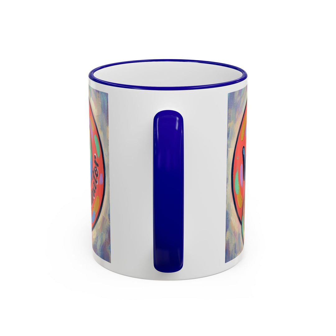 Colorful Paw Print Pet Lover Accent Rim Mug (11oz/15oz)