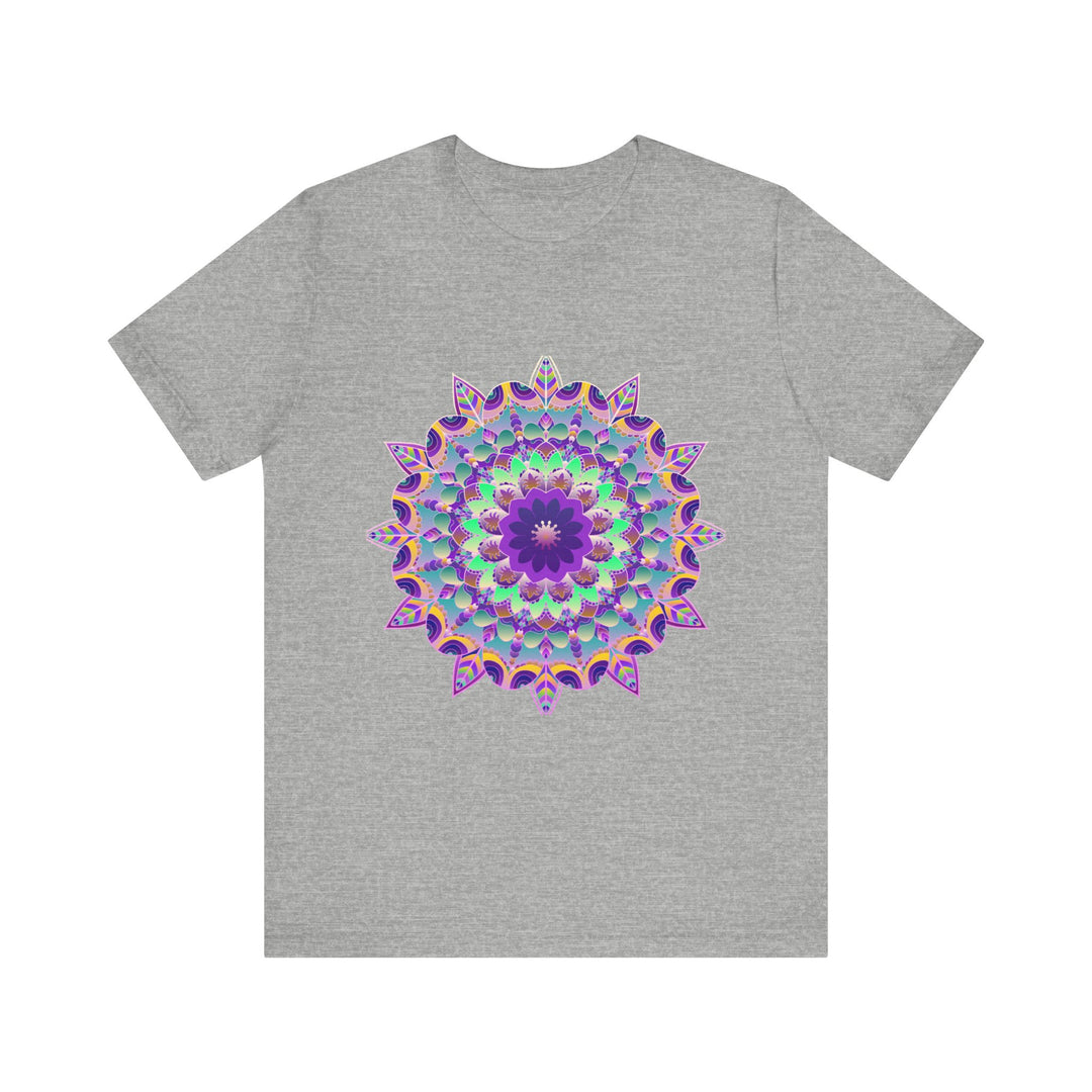 Beautiful and vibrant purple mandala design t-shirt with psychedelic patterns