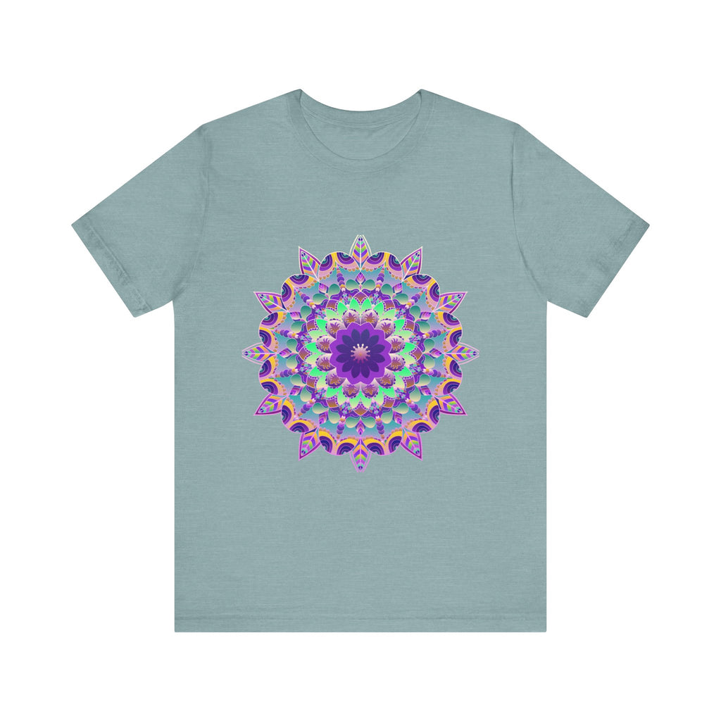 Vibrant purple t-shirt featuring a detailed psychedelic mandala design